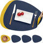 4-Pack Faux Leather Placemats Waterproof Non-Slip Easy-to-Dry Double-Sided, Dark Blue V1188-MS-325-0139