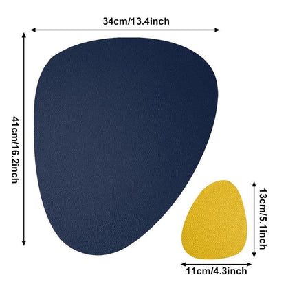 4-Pack Faux Leather Placemats Waterproof Non-Slip Easy-to-Dry Double-Sided, Dark Blue V1188-MS-325-0139