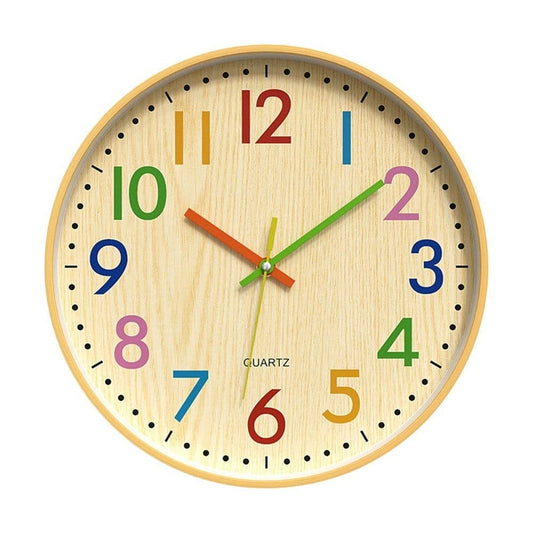 30 cm Silent Wall Clock for Kids Room Bedroom Kitchen, Colorful Learning Analog Clock, 30 cm V1188-MS-325-0144