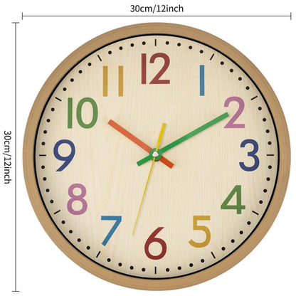 30 cm Silent Wall Clock for Kids Room Bedroom Kitchen, Colorful Learning Analog Clock, 30 cm V1188-MS-325-0144