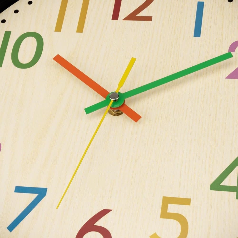 30 cm Silent Wall Clock for Kids Room Bedroom Kitchen, Colorful Learning Analog Clock, 30 cm V1188-MS-325-0144