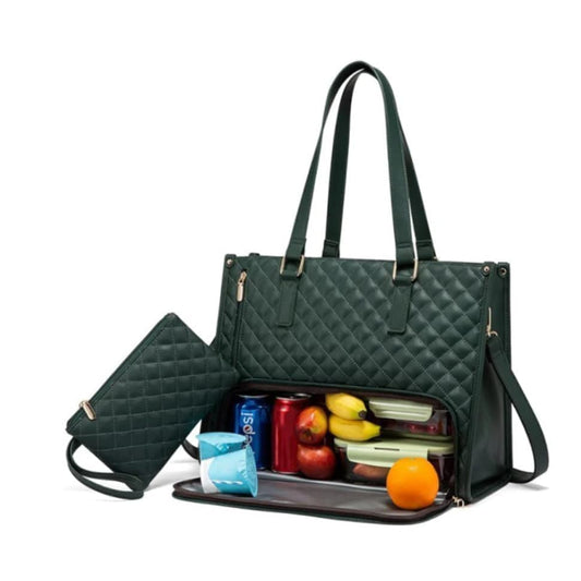 2-in-1 Insulated Leak-Proof Cooler Laptop Handbag and Lunch Bag, 15.6 inch, Green V1188-MS-325-0146