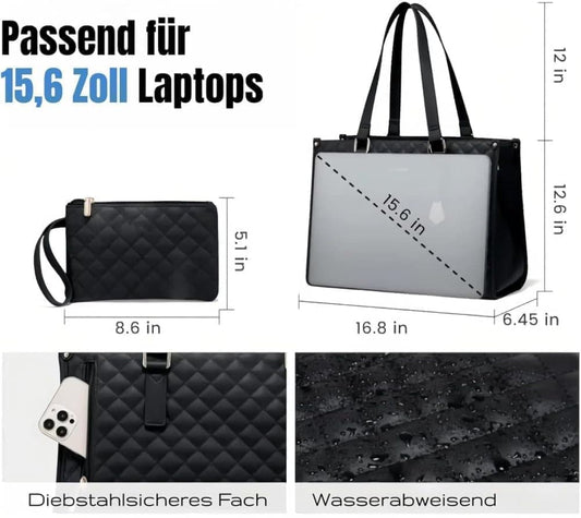 2-in-1 Insulated Leak-Proof Cooler Laptop Handbag and Lunch Bag, 15.6 inch, Green V1188-MS-325-0146
