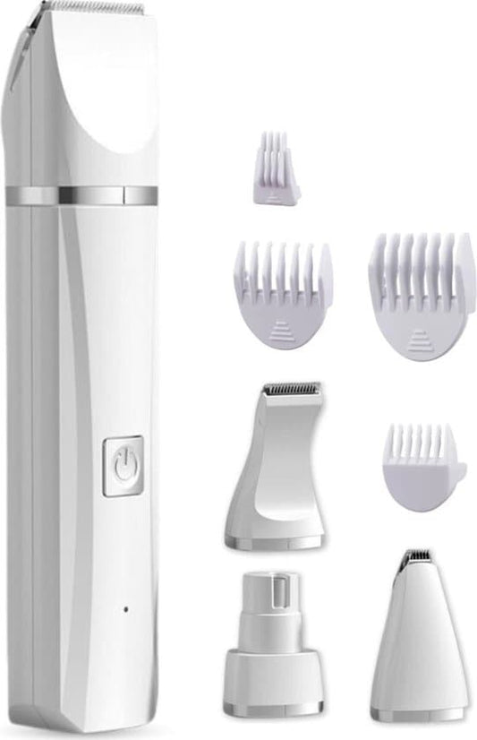4-in-1 Cordless Dog Trimmer for Thick Fur with Nail Drill, 7 Accessories, Quiet and Silent, White, Compatible V1188-MS-325-0152