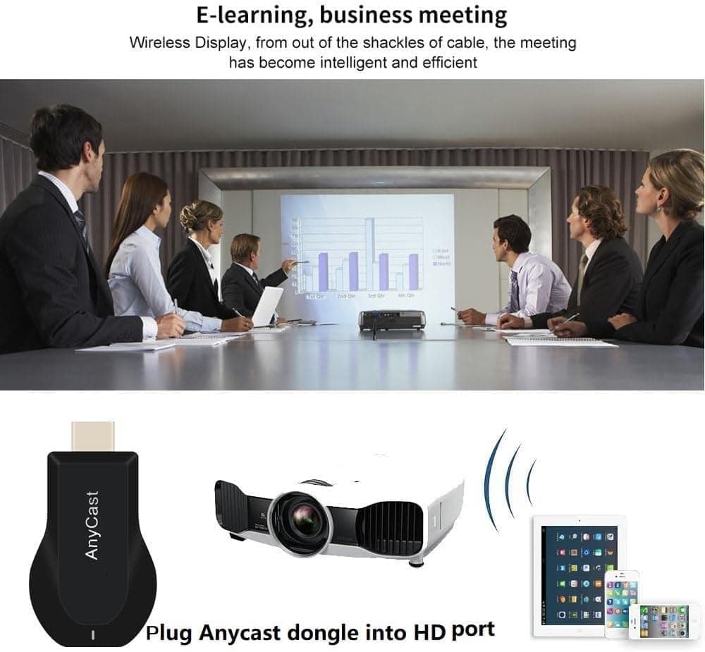 Wireless HDMI Adapter 1080P for iOS Android Windows, Black, Compatible with Samsung Philips Xiaomi TV V1188-MS-325-0154