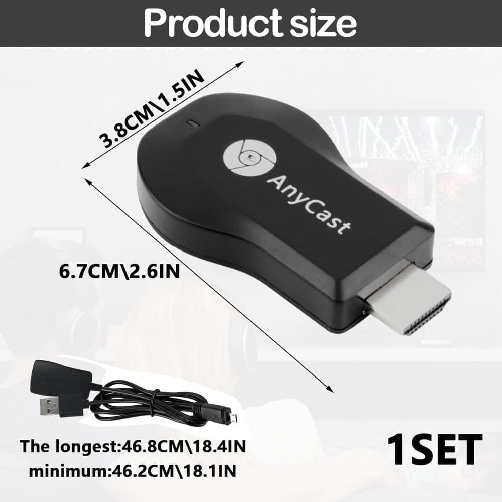 Wireless HDMI Adapter 1080P for iOS Android Windows, Black, Compatible with Samsung Philips Xiaomi TV V1188-MS-325-0154