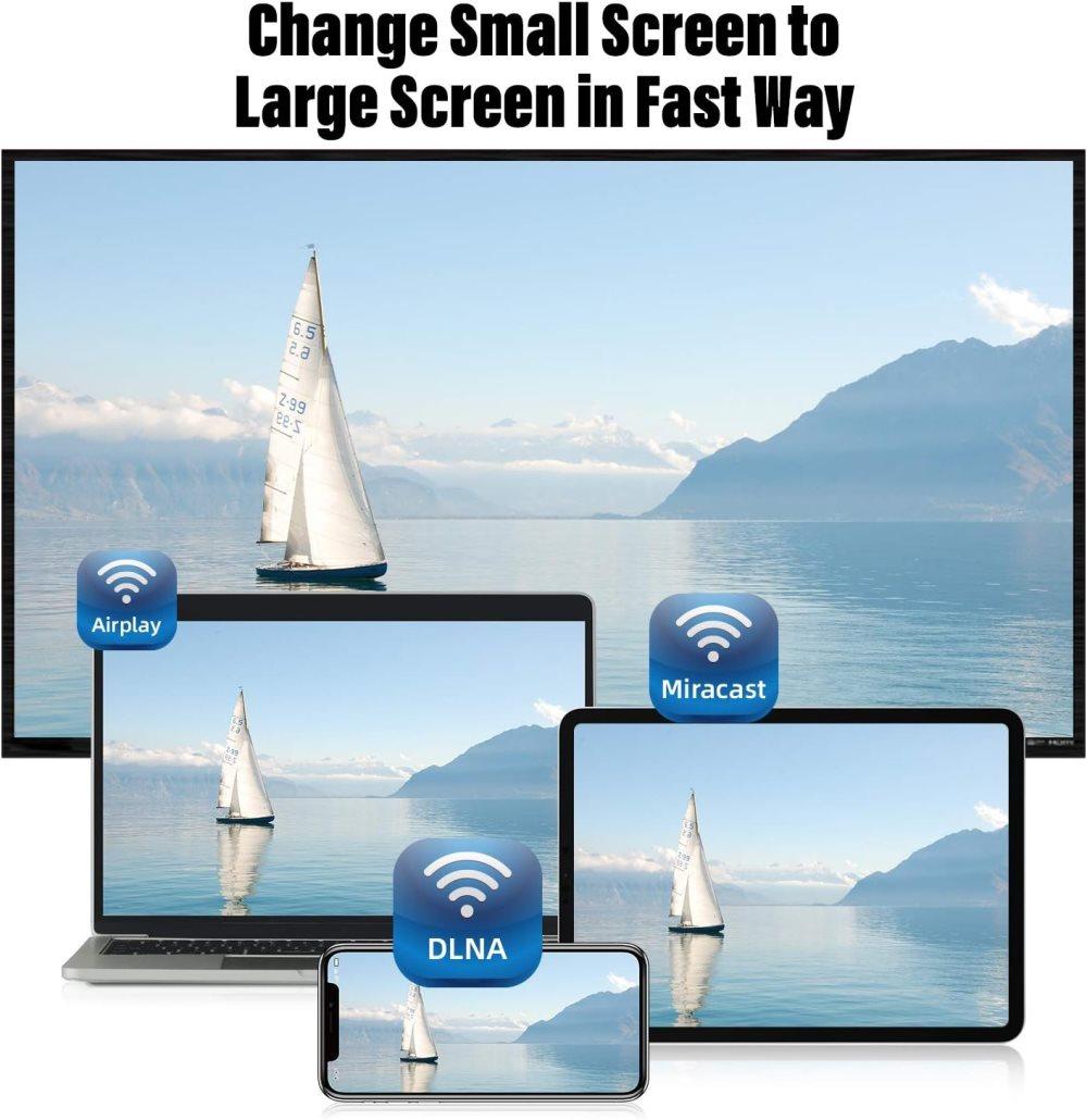 Wireless HDMI Adapter 1080P for iOS Android Windows, Black, Compatible with Samsung Philips Xiaomi TV V1188-MS-325-0154