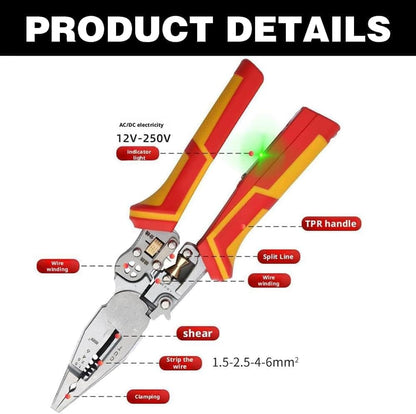 8-in-1 Multifunctional Cable Stripper with Current Measurement Crimping Plier Cutter and Ferrule Tool V1188-MS-325-0158