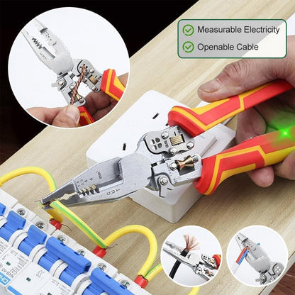 8-in-1 Multifunctional Cable Stripper with Current Measurement Crimping Plier Cutter and Ferrule Tool V1188-MS-325-0158