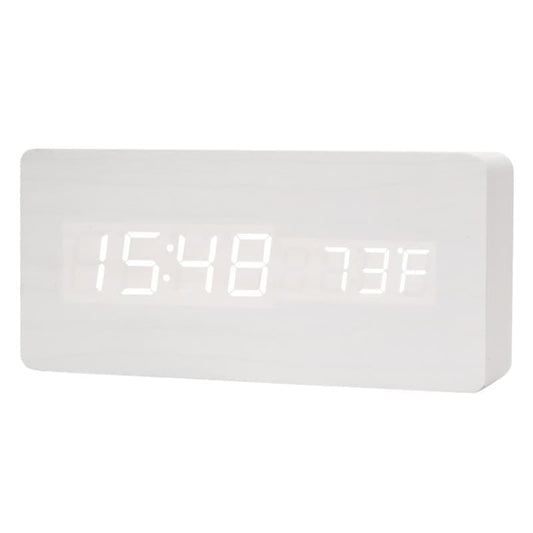 Digital LED Alarm Clock with USB Charger, Silent Wooden Clock for Bedrooms and Travel, 12/24h LCD Display, V1188-MS-325-0160