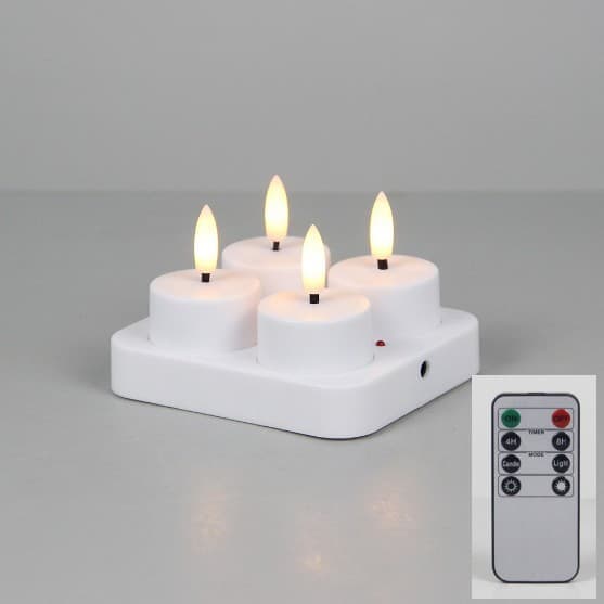 4 Rechargeable LED Heat Lights with Remote and Timer, Compatible with Oral-B and Philips, Includes Charging V1188-MS-325-0163