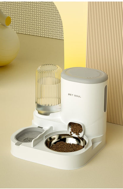 2-in-1 Automatic Cat Feeder and Water Dispenser for Pets, Compatible with Cats and Dogs, Gray V1188-MS-325-0164