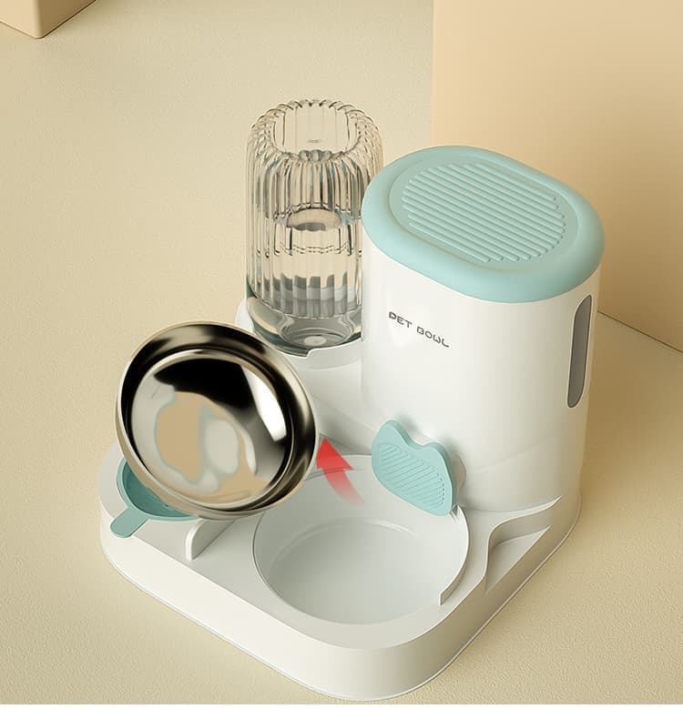 2-in-1 Automatic Cat Feeder and Water Dispenser for Pets, Compatible with Cats and Dogs, Gray V1188-MS-325-0164