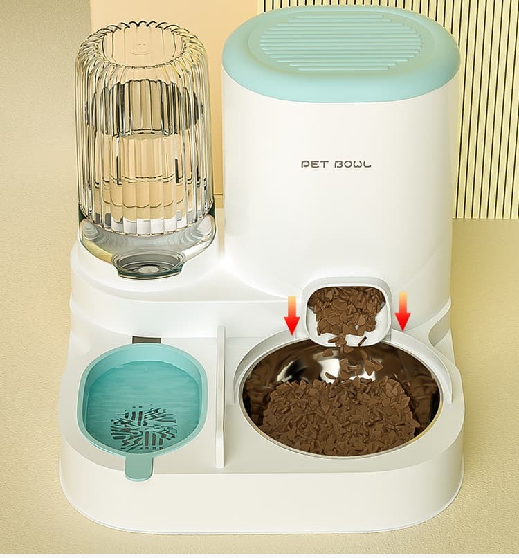 2-in-1 Automatic Cat Feeder and Water Dispenser for Pets, Compatible with Cats and Dogs, Gray V1188-MS-325-0164