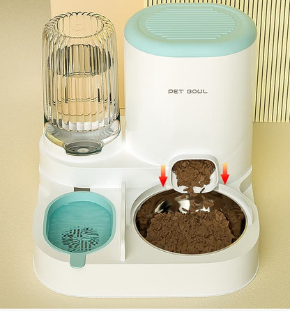 2-in-1 Automatic Cat Feeder and Water Dispenser for Pets, Compatible with Cats and Dogs, Gray V1188-MS-325-0164