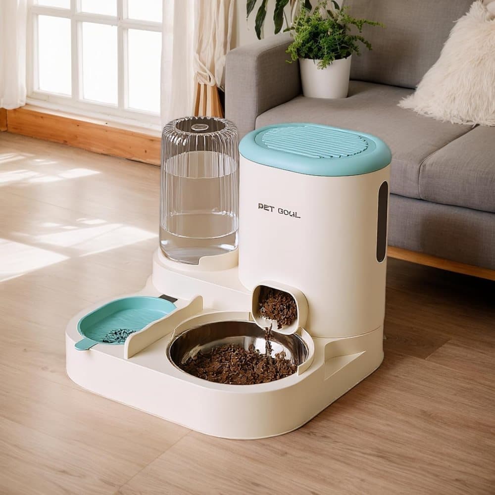 2-in-1 Automatic Cat Feeder and Water Dispenser for Pets, Compatible with Cats and Dogs, Blue V1188-MS-325-0165