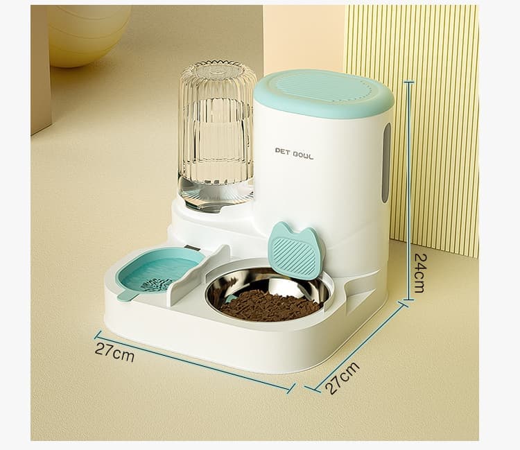 2-in-1 Automatic Cat Feeder and Water Dispenser for Pets, Compatible with Cats and Dogs, Blue V1188-MS-325-0165