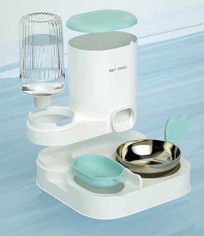 2-in-1 Automatic Cat Feeder and Water Dispenser for Pets, Compatible with Cats and Dogs, Blue V1188-MS-325-0165