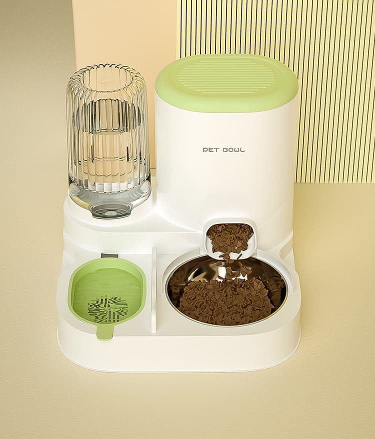 2-in-1 Automatic Cat Feeder and Water Dispenser for Pets, Compatible with Cats and Dogs, Green V1188-MS-325-0166