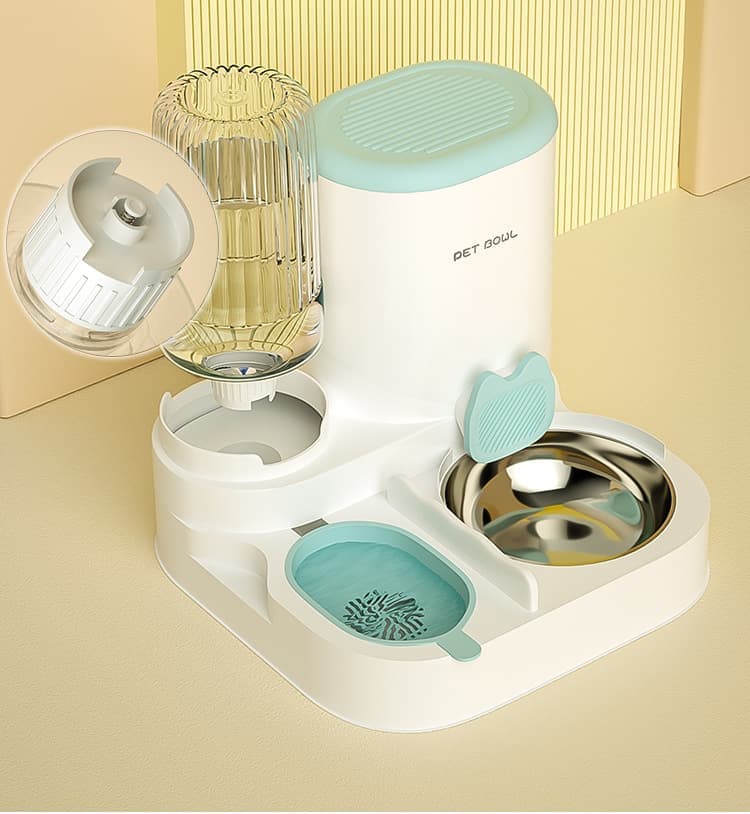 2-in-1 Automatic Cat Feeder and Water Dispenser for Pets, Compatible with Cats and Dogs, Green V1188-MS-325-0166