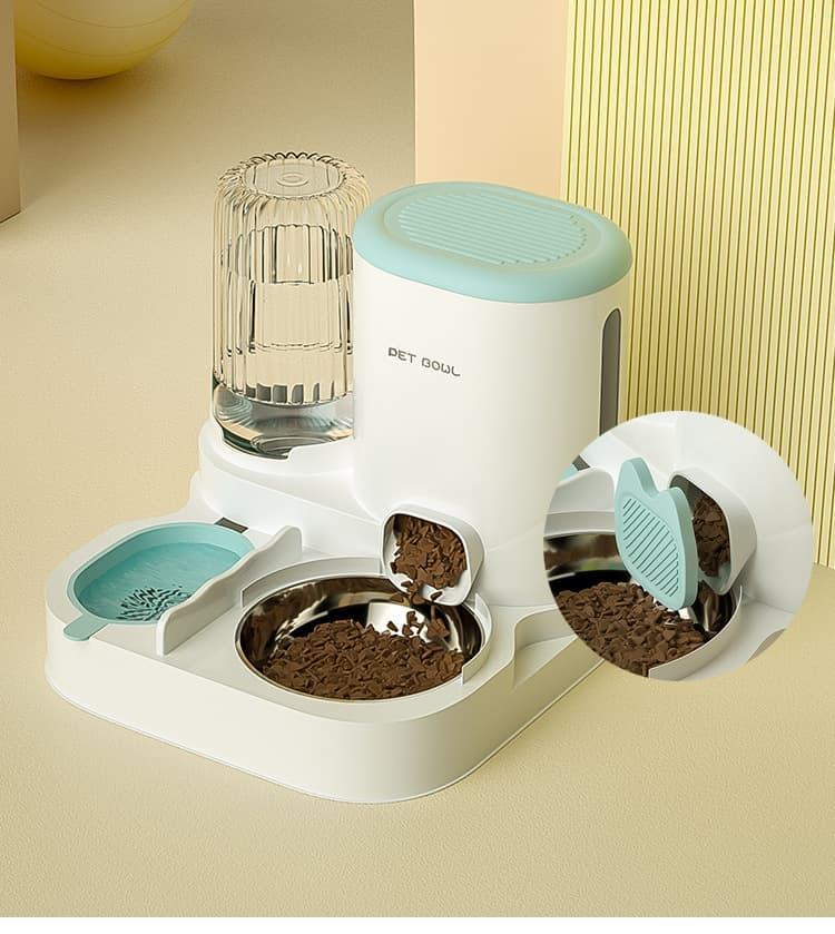 2-in-1 Automatic Cat Feeder and Water Dispenser for Pets, Compatible with Cats and Dogs, Green V1188-MS-325-0166