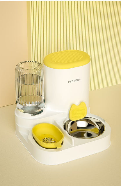 2-in-1 Automatic Cat Feeder and Water Dispenser for Pets, Compatible with Cats and Dogs, Yellow V1188-MS-325-0167