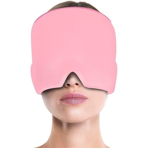 Cooling Migraine Cap with Gel Eye Mask for Headache Relief and Sleep Aid, Compatible with Oral-B, Pink V1188-MS-325-0169