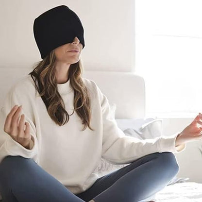 Cooling Migraine Cap with Gel Eye Mask for Headache Relief and Sleep Aid, Blue V1188-MS-325-0172