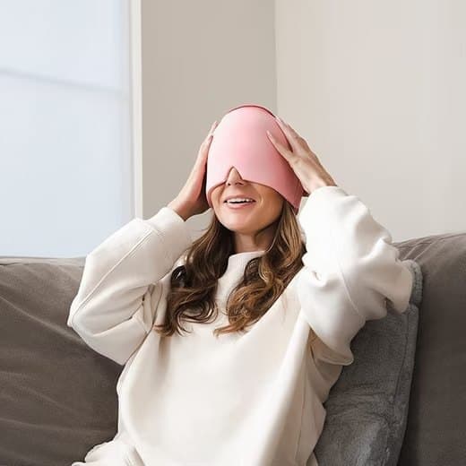 Cooling Migraine Cap with Gel Eye Mask for Headache Relief and Sleep Aid, Blue V1188-MS-325-0172