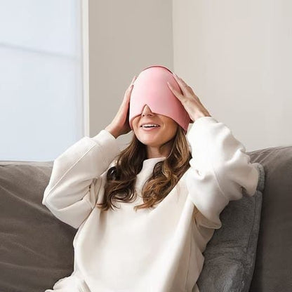 Cooling Migraine Cap with Gel Eye Mask for Headache Relief and Sleep Aid, Blue V1188-MS-325-0172