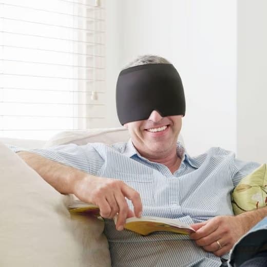 Cooling Migraine Cap with Gel Eye Mask for Headache Relief and Sleep Aid, Blue V1188-MS-325-0172