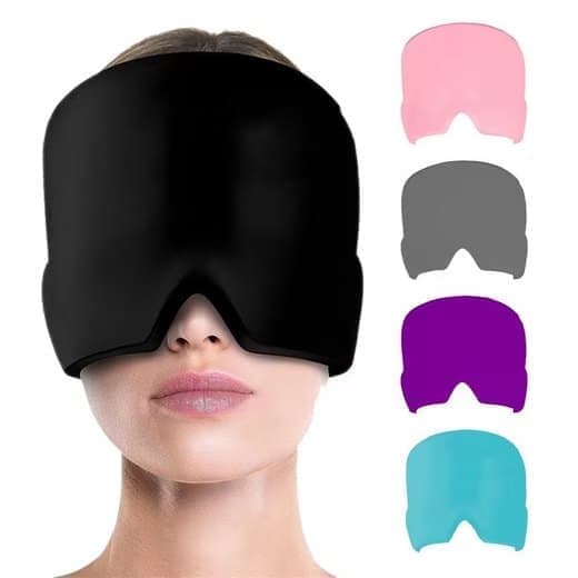 Cooling Migraine Cap with Gel Eye Mask for Headache Relief and Sleep Aid, Blue V1188-MS-325-0172