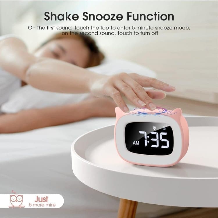 Digital LED Alarm Clock with Silent Operation, 5 Volume Levels, 5-Color Night Light, 18 Natural Sounds, V1188-MS-325-0175