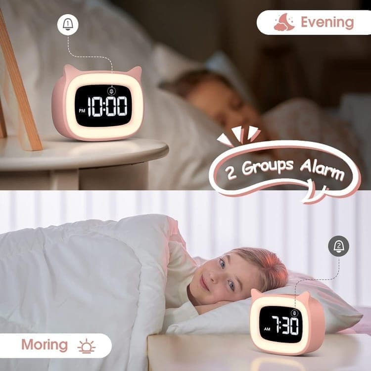 Digital LED Alarm Clock with Silent Operation, 5 Volume Levels, 5-Color Night Light, 18 Natural Sounds, V1188-MS-325-0175