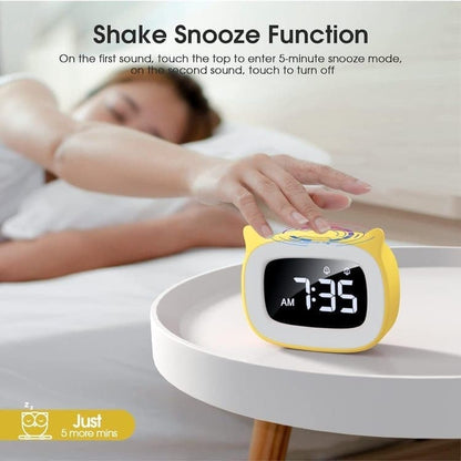 Yellow Digital LED Alarm Clock with Silent Operation, 5 Volume Levels, 5-Color Night Light, 18 Natural V1188-MS-325-0176