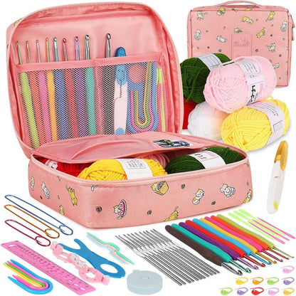 58-piece crochet hook set with ergonomic handles and yarn, includes crochet bag, 12cm V1188-MS-325-0177