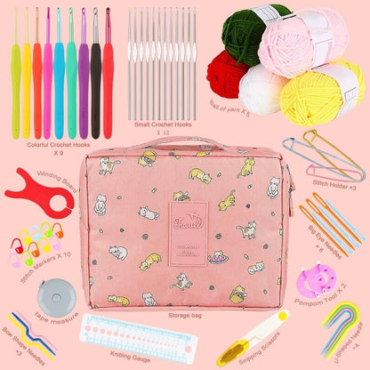 58-piece crochet hook set with ergonomic handles and yarn, includes crochet bag, 12cm V1188-MS-325-0177