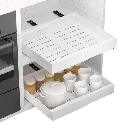 1 Layer Adjustable Metal Storage Shelf for Cabinets, Telescopic Drawer Pull-Out, Compatible with Kitchen V1188-MS-325-0178