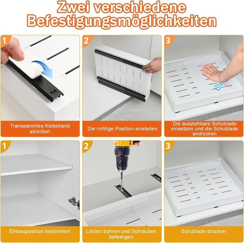 1 Layer Adjustable Metal Storage Shelf for Cabinets, Telescopic Drawer Pull-Out, Compatible with Kitchen V1188-MS-325-0178