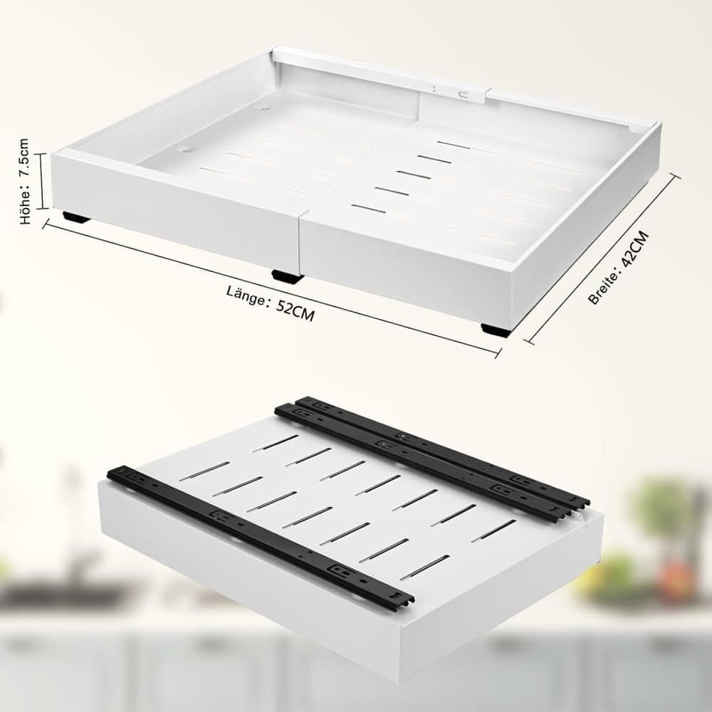 1 Layer Adjustable Metal Storage Shelf for Cabinets, Telescopic Drawer Pull-Out, Compatible with Kitchen V1188-MS-325-0178