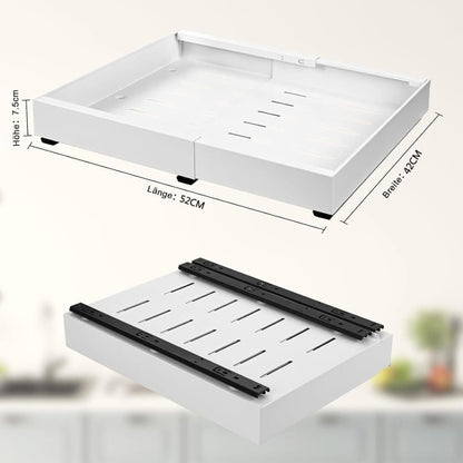 1 Layer Adjustable Metal Storage Shelf for Cabinets, Telescopic Drawer Pull-Out, Compatible with Kitchen V1188-MS-325-0178