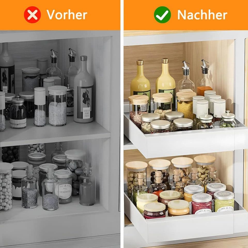 1 Layer Adjustable Metal Storage Shelf for Cabinets, Telescopic Drawer Pull-Out, Compatible with Kitchen V1188-MS-325-0178