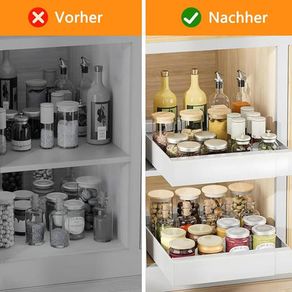 1 Layer Adjustable Metal Storage Shelf for Cabinets, Telescopic Drawer Pull-Out, Compatible with Kitchen V1188-MS-325-0178