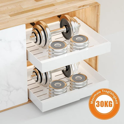 1 Layer Adjustable Metal Storage Shelf for Cabinets, Telescopic Drawer Pull-Out, Compatible with Kitchen V1188-MS-325-0178