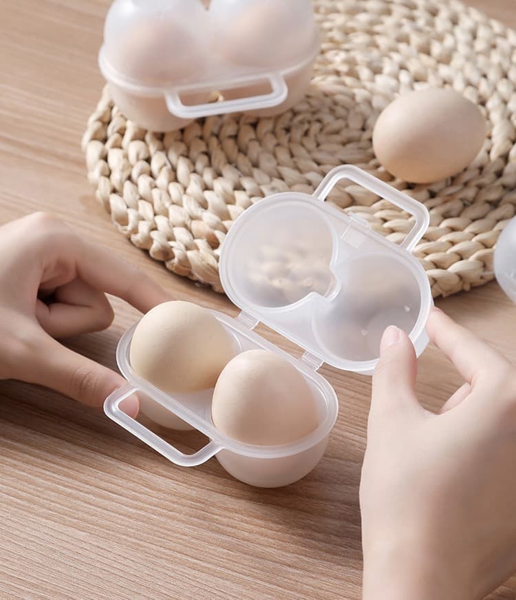 2-Pack Egg Storage Container with 2 Compartments, Portable PP Material for Picnics and Hiking V1188-MS-325-0186