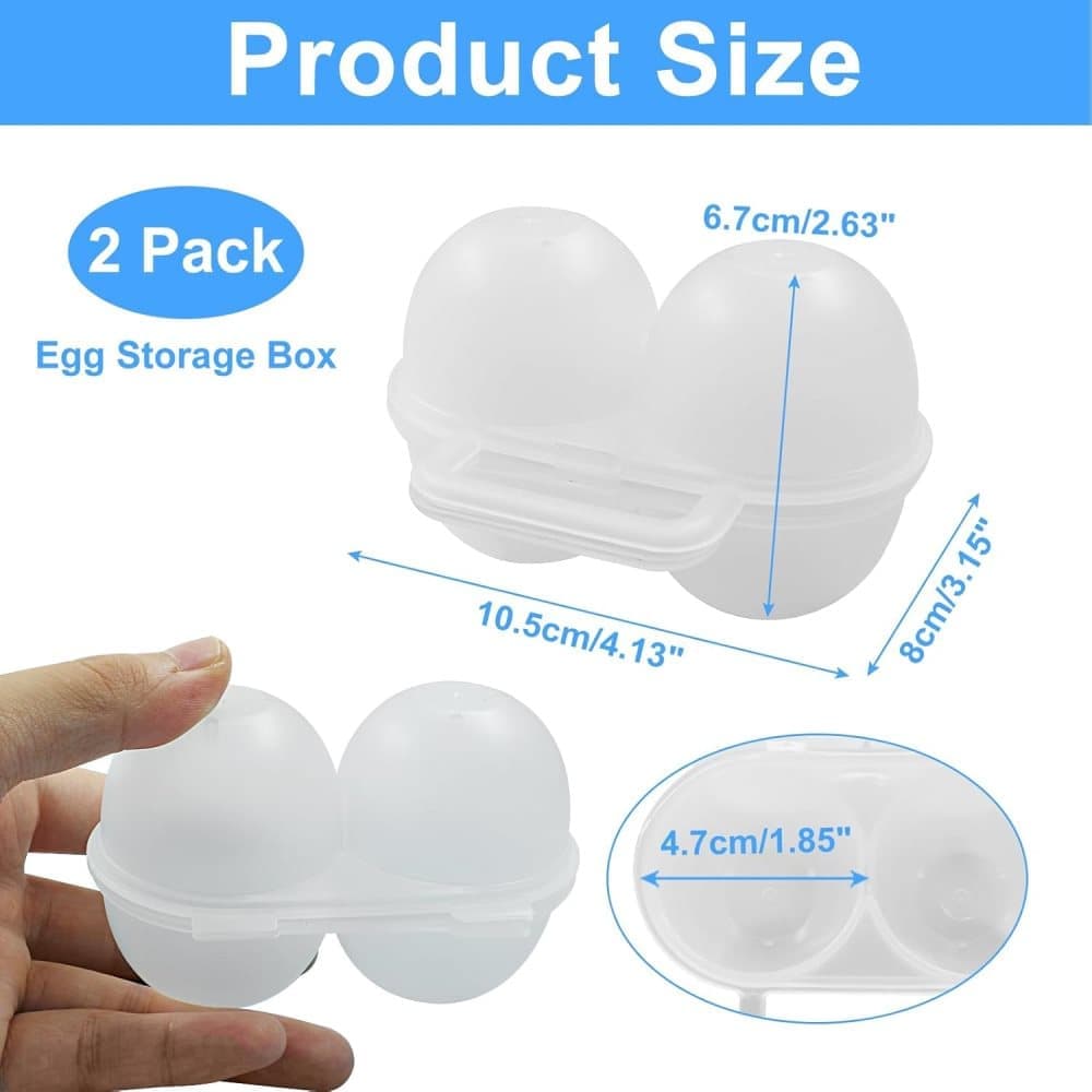 2-Pack Egg Storage Container with 2 Compartments, Portable PP Material for Picnics and Hiking V1188-MS-325-0186