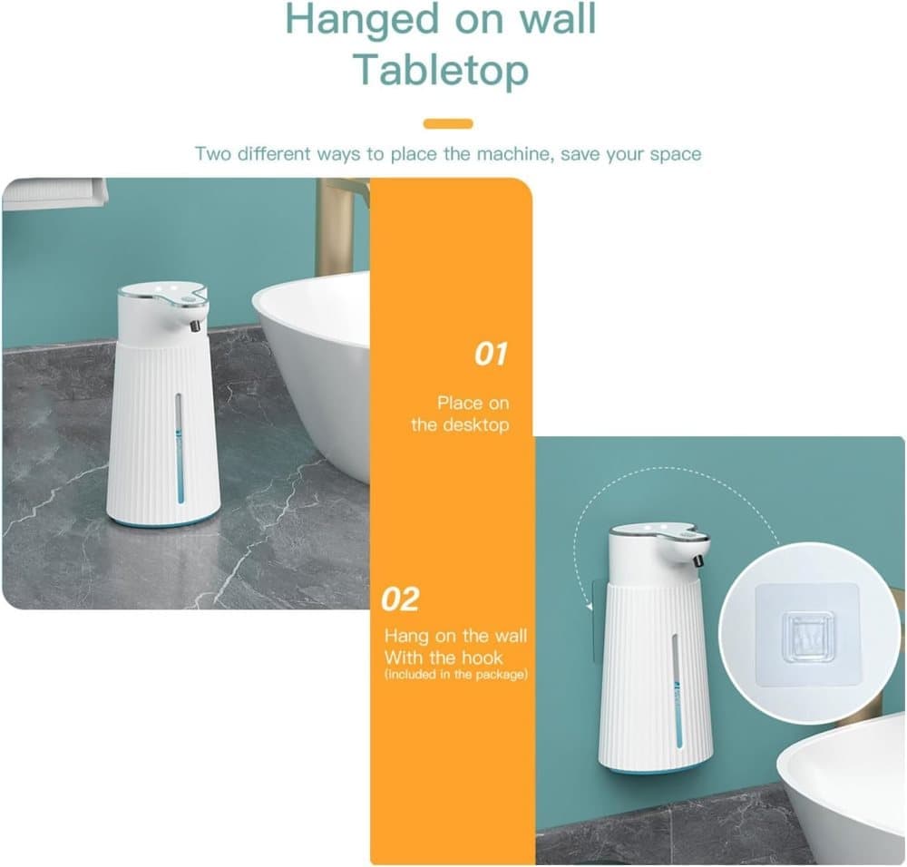 Automatic Soap Dispenser 400ml Touchless USB-C Rechargeable Soap Pump V1188-MS-325-0187