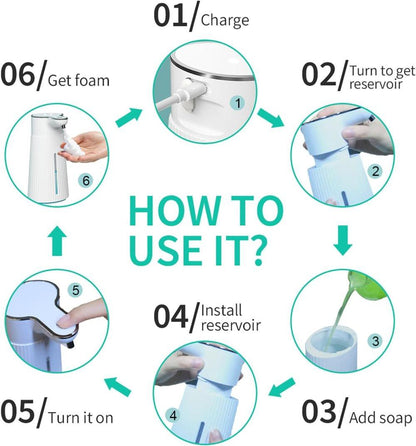 Automatic Soap Dispenser 400ml Touchless USB-C Rechargeable Soap Pump V1188-MS-325-0187