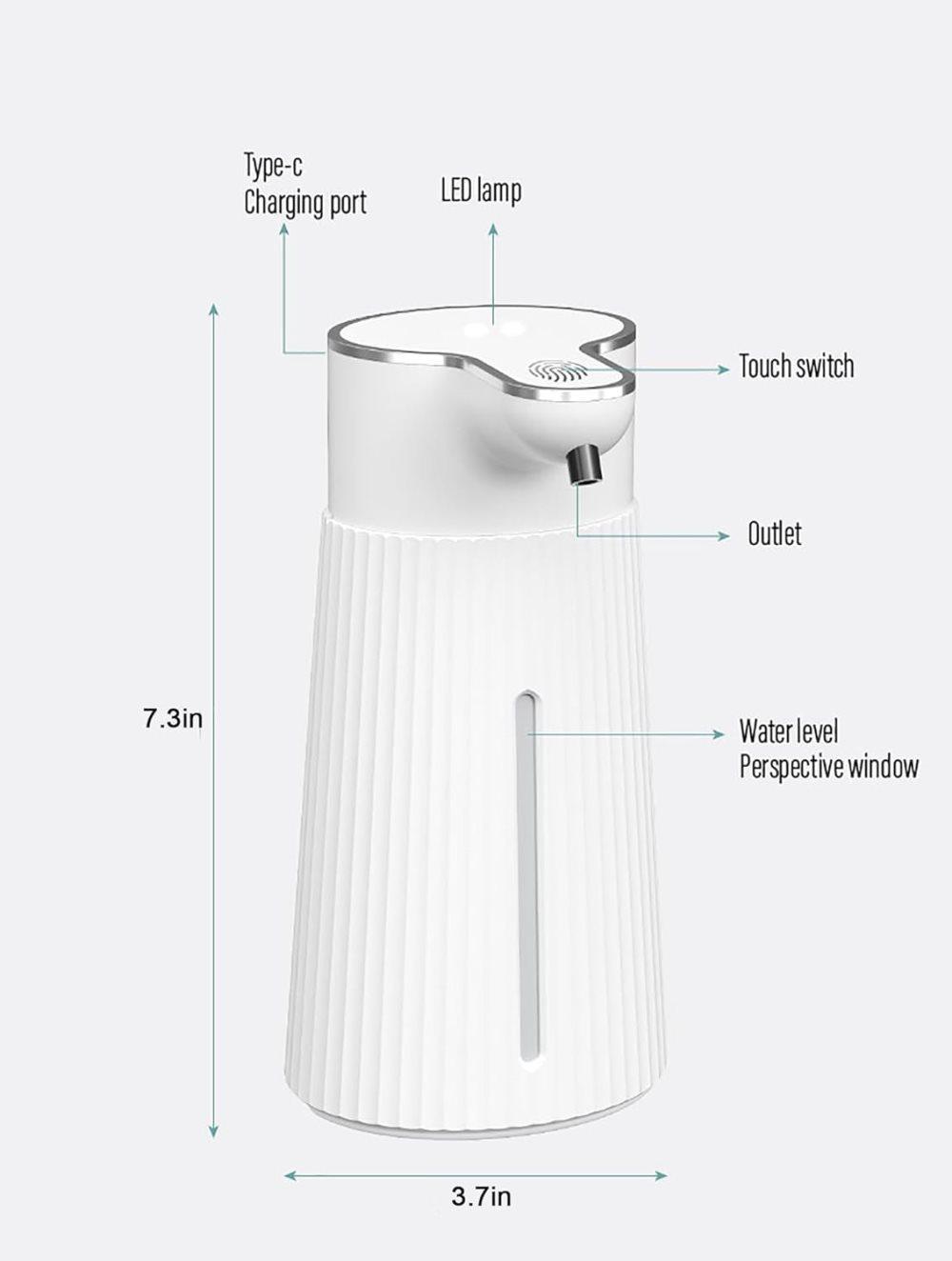 Automatic Soap Dispenser 400ml Touchless USB-C Rechargeable Soap Pump V1188-MS-325-0187