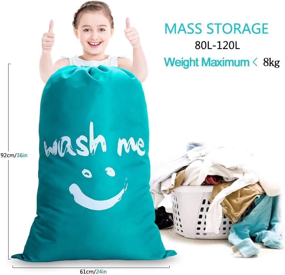 Foldable Laundry Bag for Travel, Large, Blue, Compatible with Dirty Clothes Storage V1188-MS-325-0189